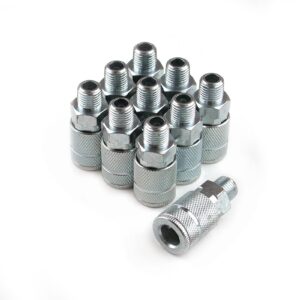 10PACK - T/ Automotive Style Air Quick Coupler 1/4" x 1/4" Male NPT - Steel