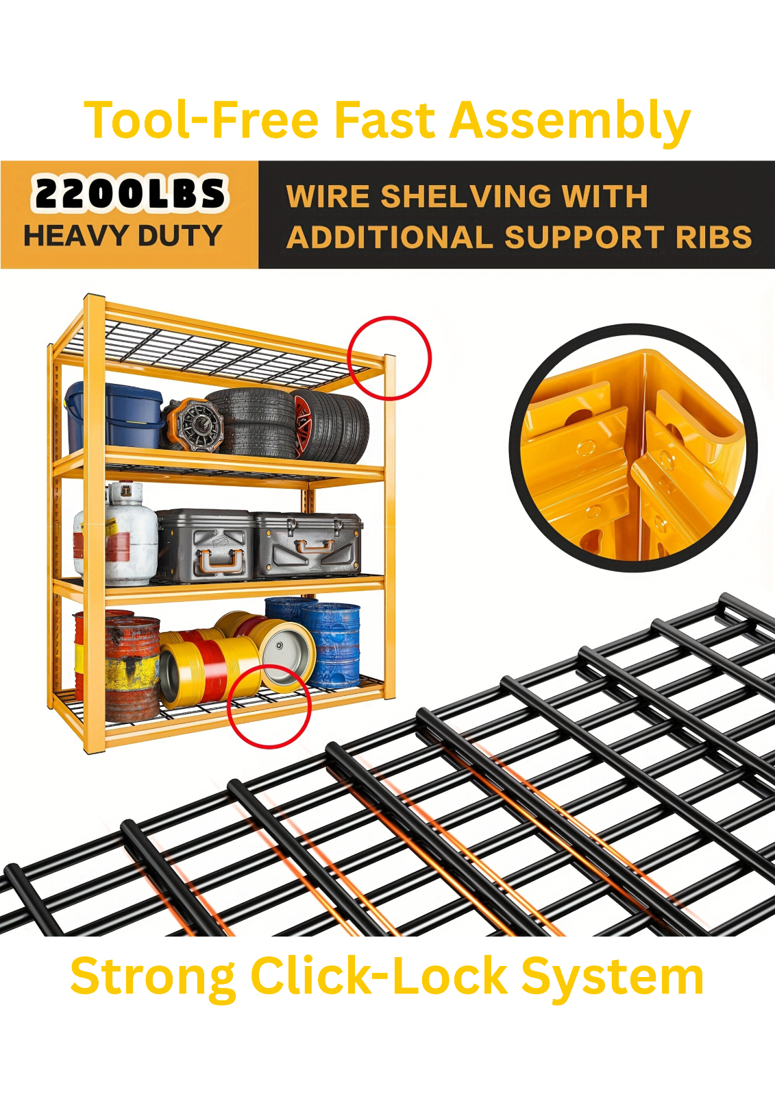 Heavy Duty Garage Storage Shelving 4-Tier Metal Rack Adjustable 40in Utility - Image 5