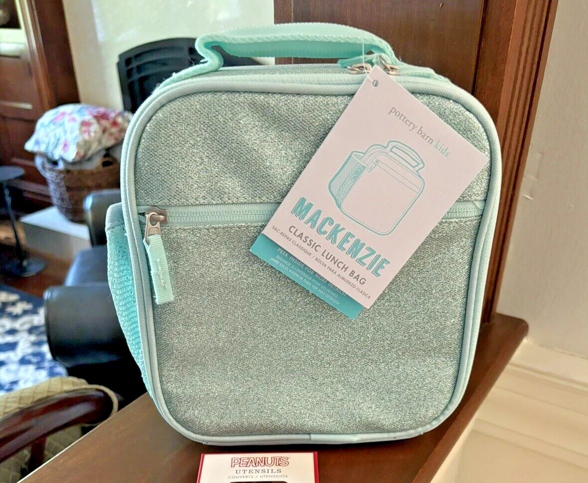 Pottery Barn Almuerzo Escolar + Utensilios Vacaciones Disney Viaje SNOOPY GLITTER Bolsa CONJUNTO-