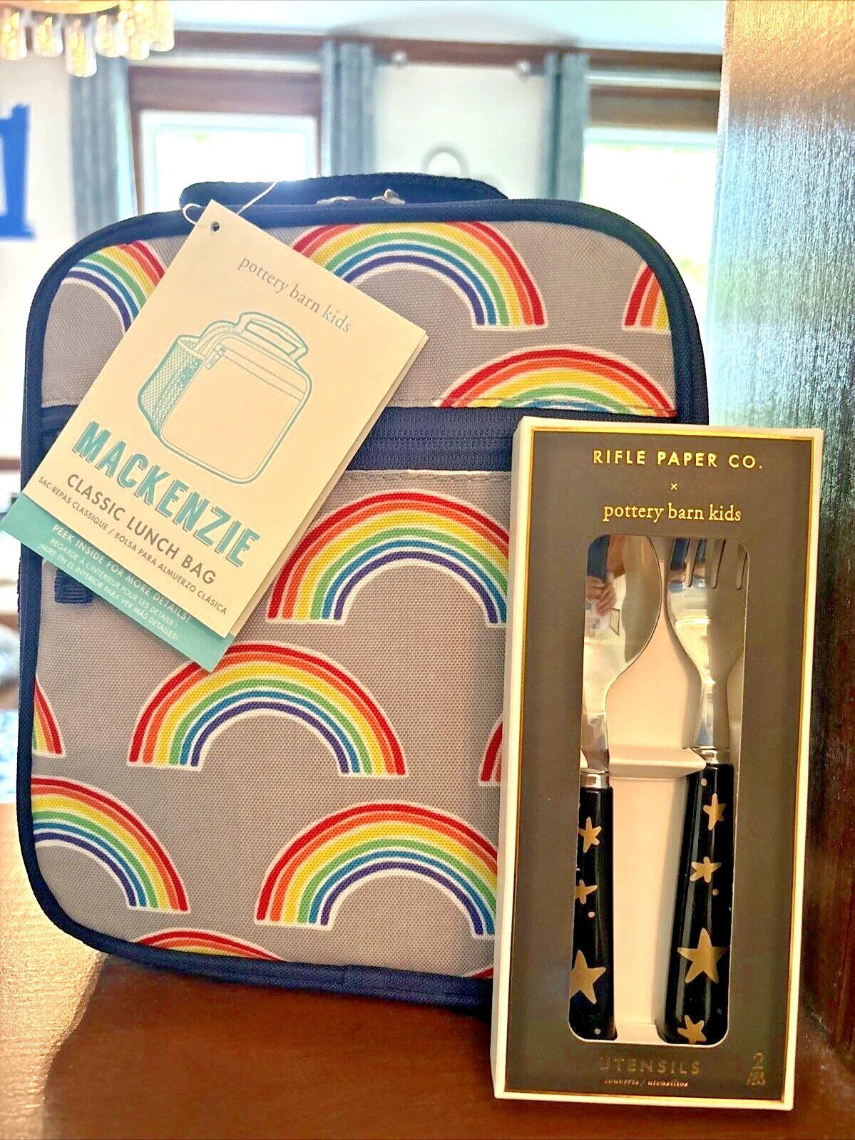 Pottery Barn Bolsa Escolar Lonchera Utensilio Vacaciones Disney Viaje Arco Iris Juego de Regalo-
