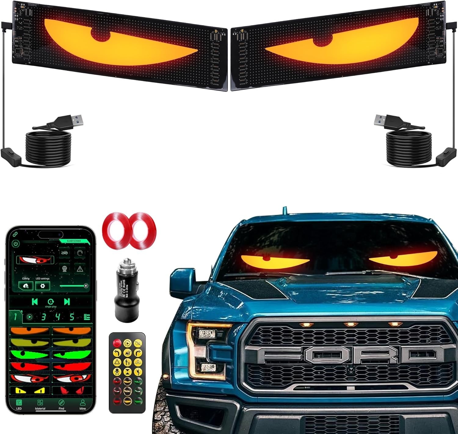 Luces LED dinámicas ojo de diablo para coche - Paquete doble de 19,3"x4,3"- - Image 3