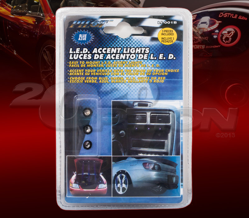 PILOTO AUTOMOTRIZ 3 LUZ DE ACENTO LED AZUL PARA INTERIOR Y EXTERIOR-