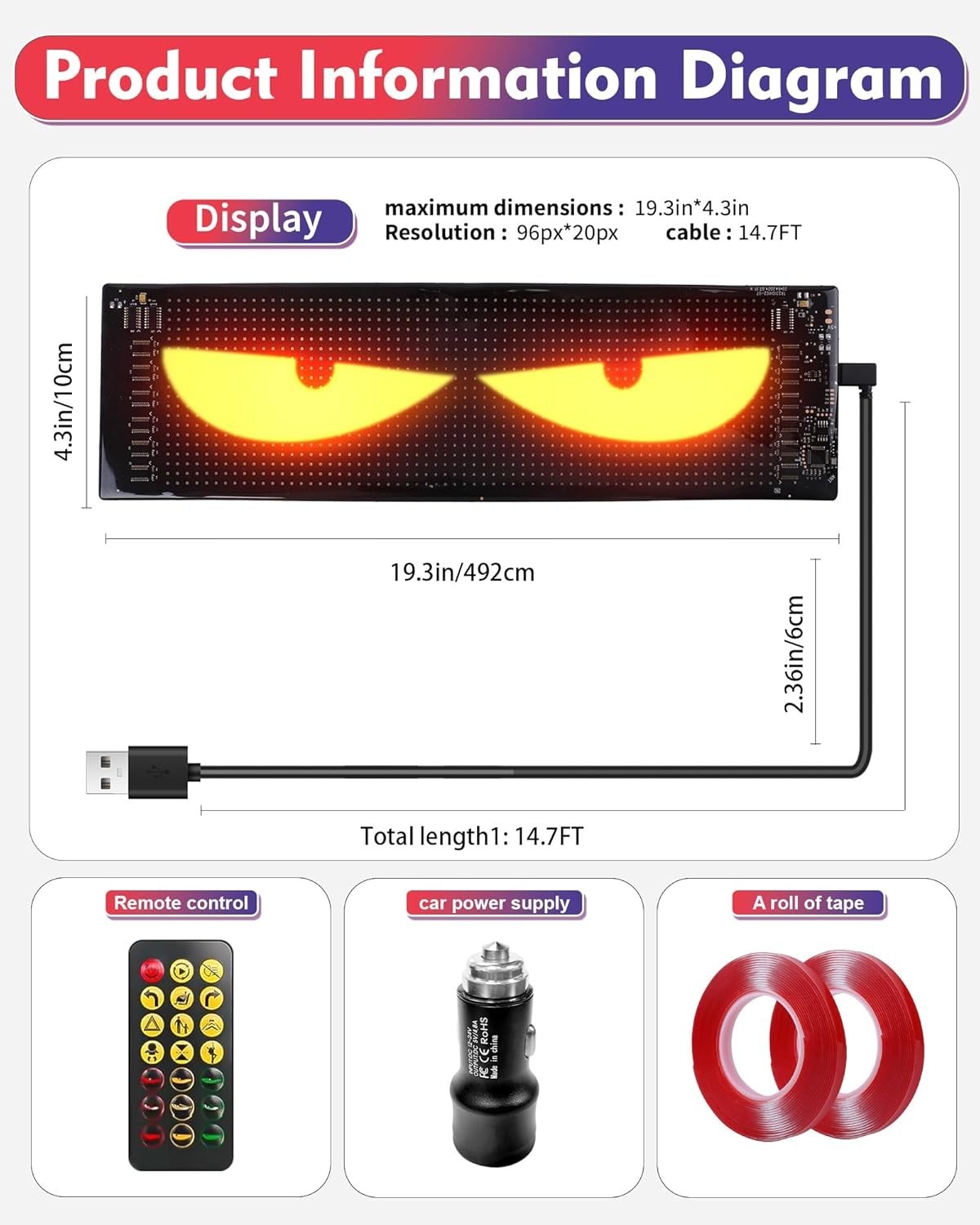 Paquete de 2 Devil's Eye: Pantalla LED Doble Programable para Coche para Iluminación Personalizada y S...- - Image 4