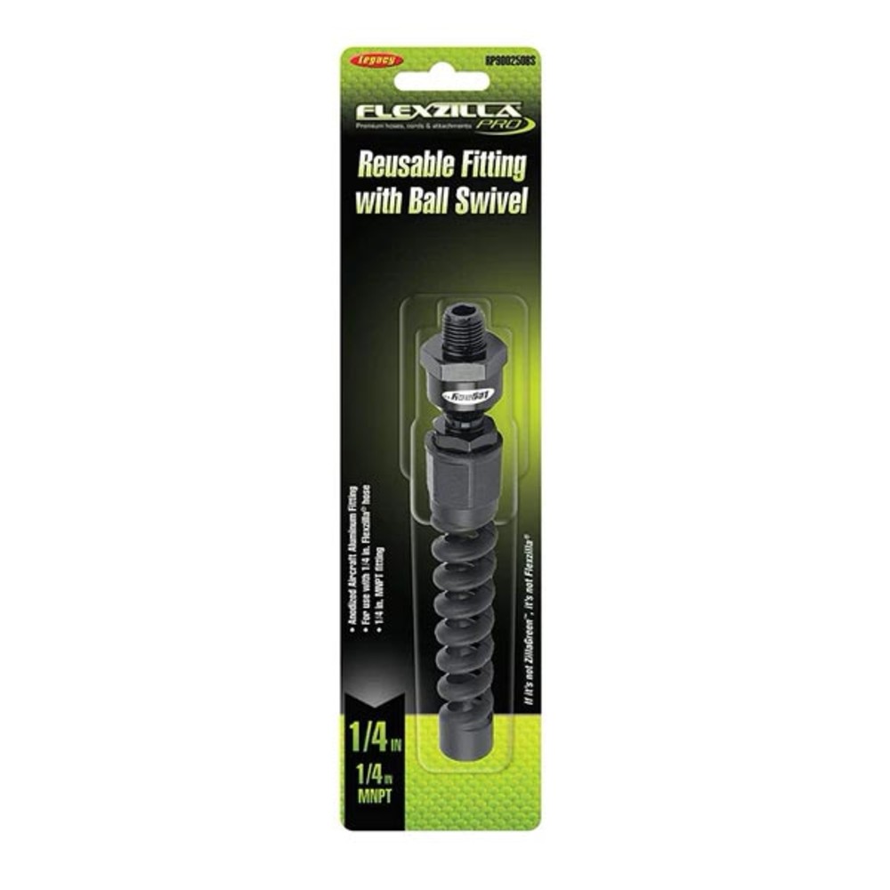 Flexzilla Rp900250Bs Pro Air Hose Reusable Fitting Ball Swivel 1/4In Barb Mnpt - Image 2