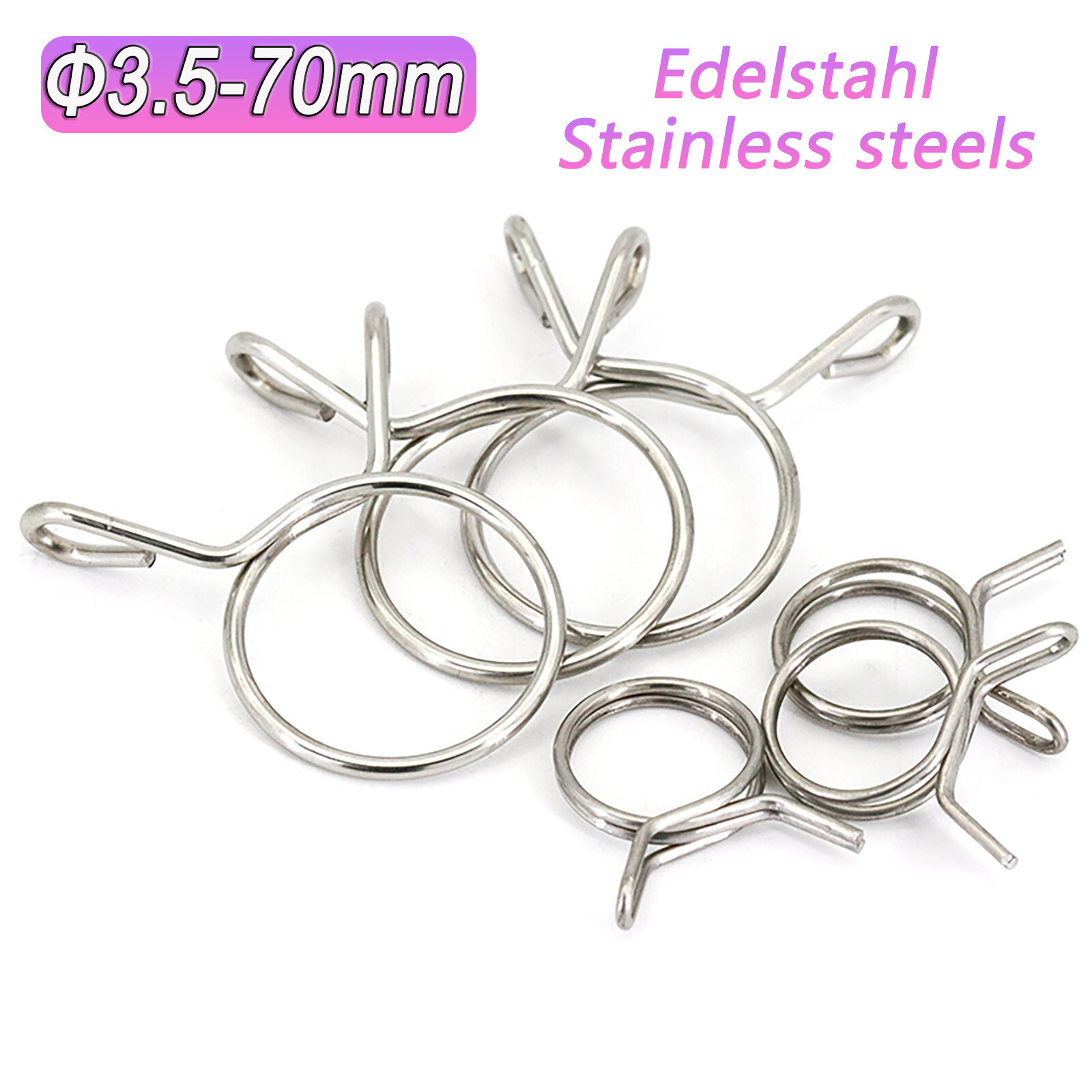 Spring Clip Kit Fuel Line Hose Oil Pipe Air Tube Clamps Assortment Tubing 3-30mm