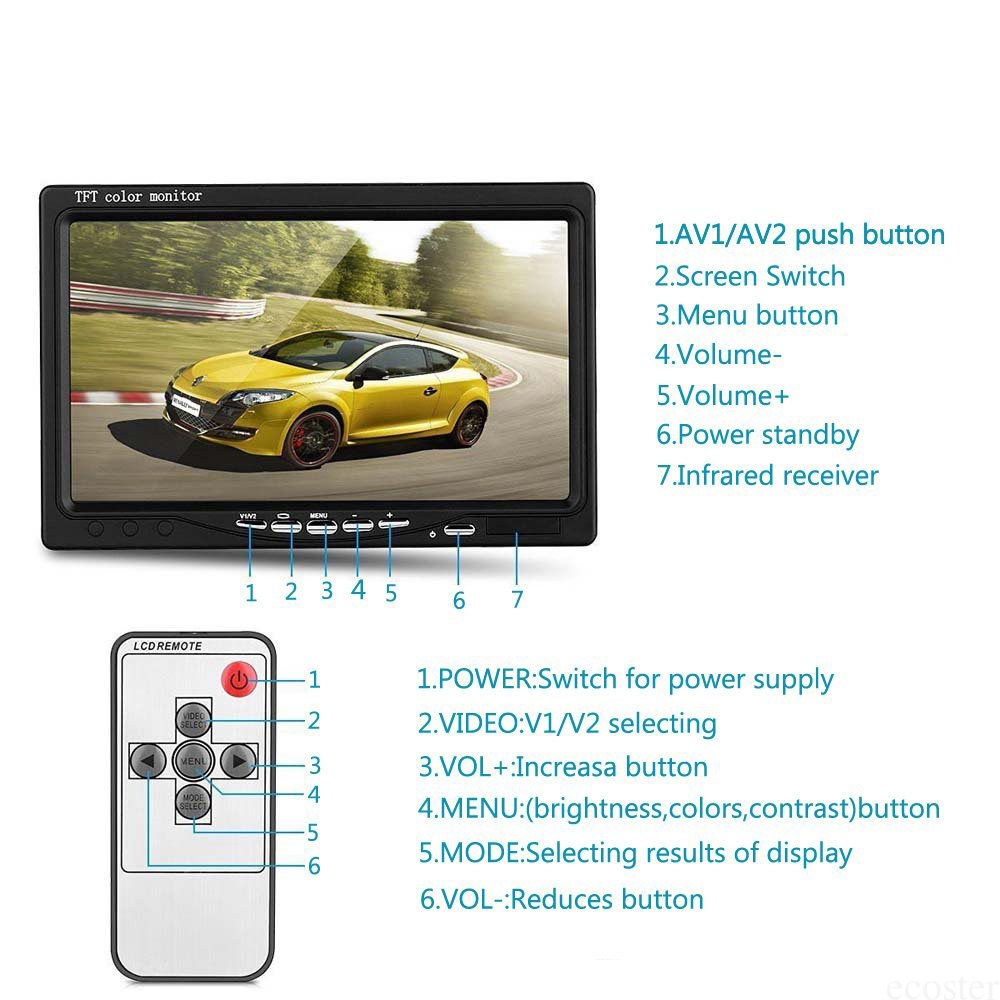 7'' Backup Camera Quad Monitor Kit System Back Reverse Night Vision For Truck RV - Image 5
