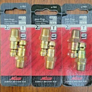 QTY-6) Milton Automotive "T" Style Air Plug Fittings 1/4" Male NPT #S-783