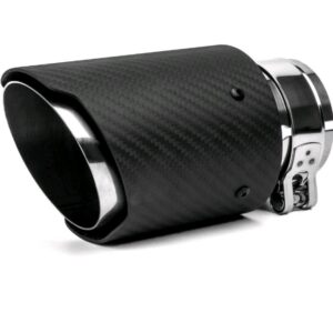 Puntas de escape silenciador acero inoxidable y fibra de carbono brillante cola de escape coche -