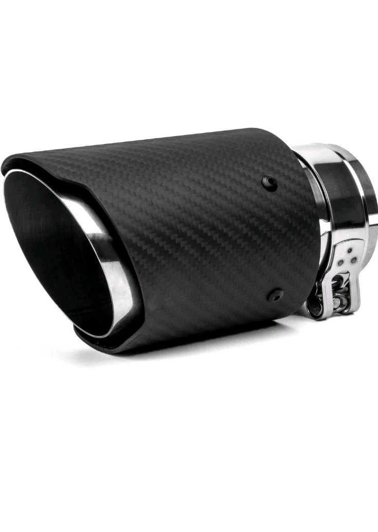 Puntas de escape silenciador acero inoxidable y fibra de carbono brillante cola de escape coche -