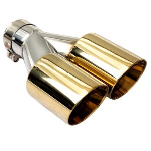Punta de escape universal para automóvil Mach-Speed corte inclinado doble pared Miami Gold ET-025MG-