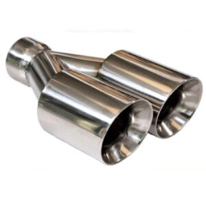 Punta de escape universal Mach-Speed doble pared inclinada corte acero inoxidable ET-025-