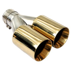 Punta de escape de coche Mach-Speed perno en corte recto doble pared Miami Gold ET-0251MG-