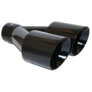 Punta de escape universal para automóvil Mach-Speed corte inclinado doble pared polvo negro brillante-