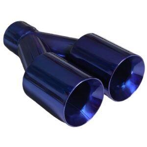 Punta de escape universal Mach-Speed corte recto doble pared azul ET-0251BL-