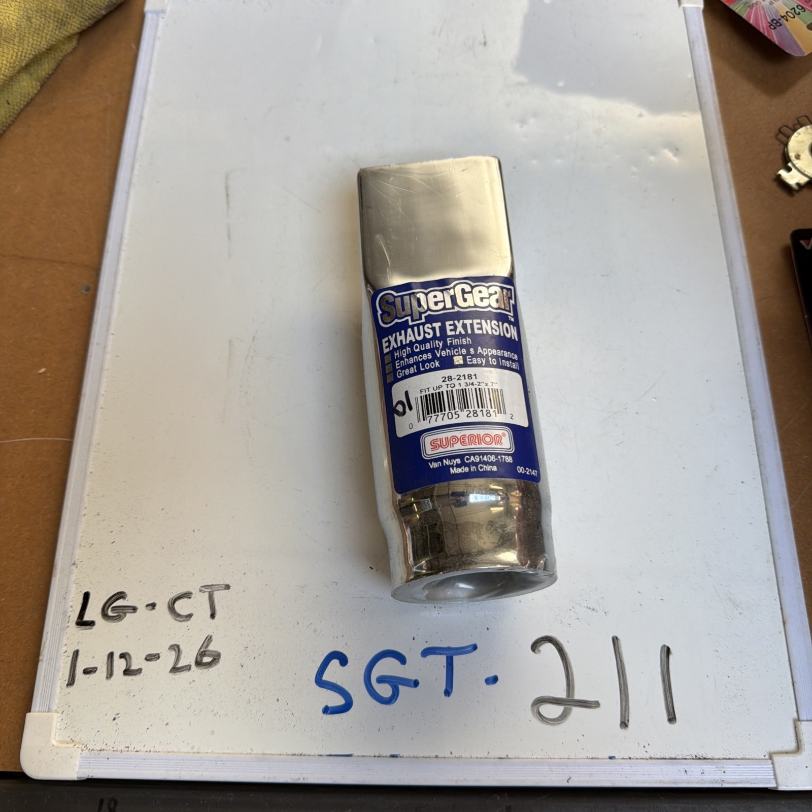 Punta de extensión de escape SuperGear SS 28-2181, acero inoxidable NOS, paquete sellado-