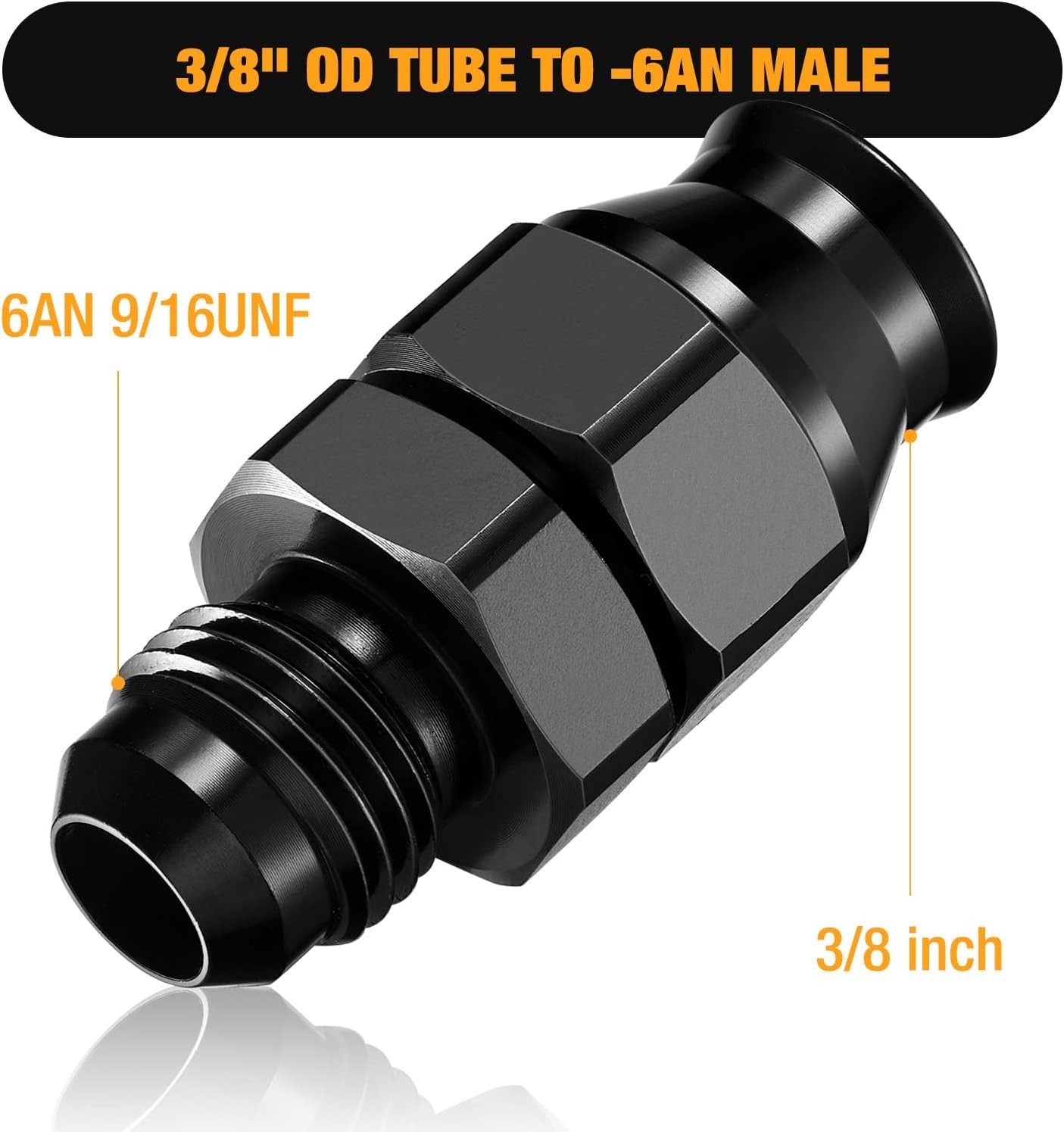 Universal 6AN Male to 3/8" Hardline Fitting Aluminum Automotive Replacement Part - Image 2