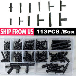 113PCS Nylon Car Hose Connectors Kit Multi-Size Automotive Vacuum Line Fittings
