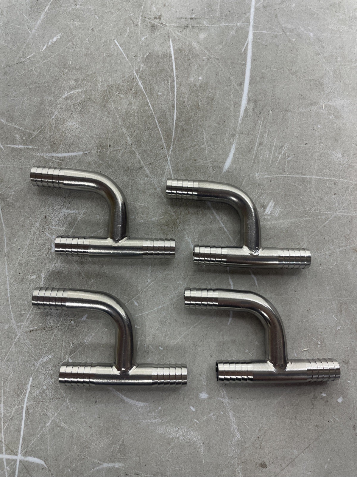 Q-(4) FOOD GRADE STAINLESS STEEL 3/8" BARB Y HOSE FITTING ADAPTERS SPLICERS