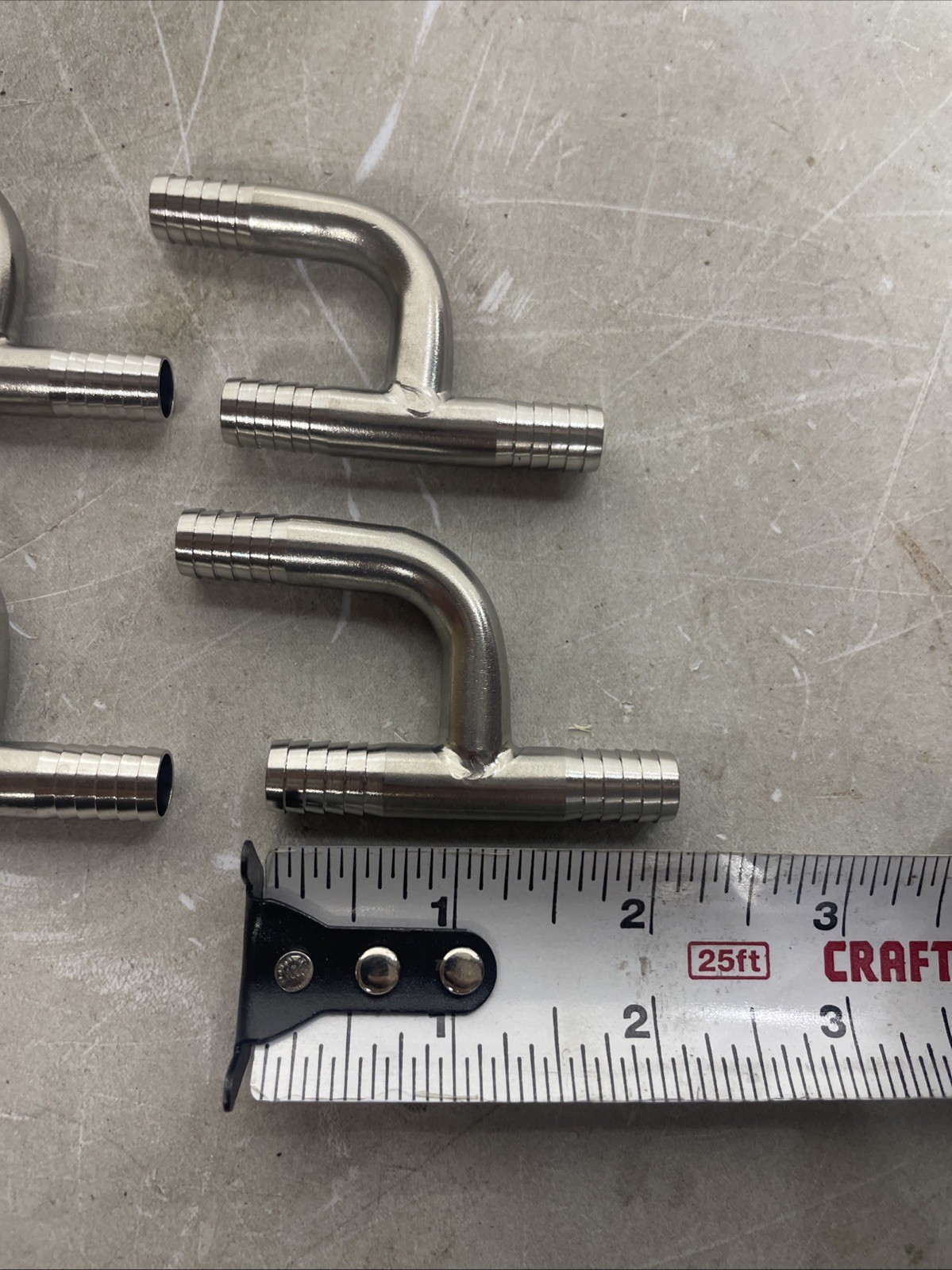 Q-(4) FOOD GRADE STAINLESS STEEL 3/8" BARB Y HOSE FITTING ADAPTERS SPLICERS - Image 2