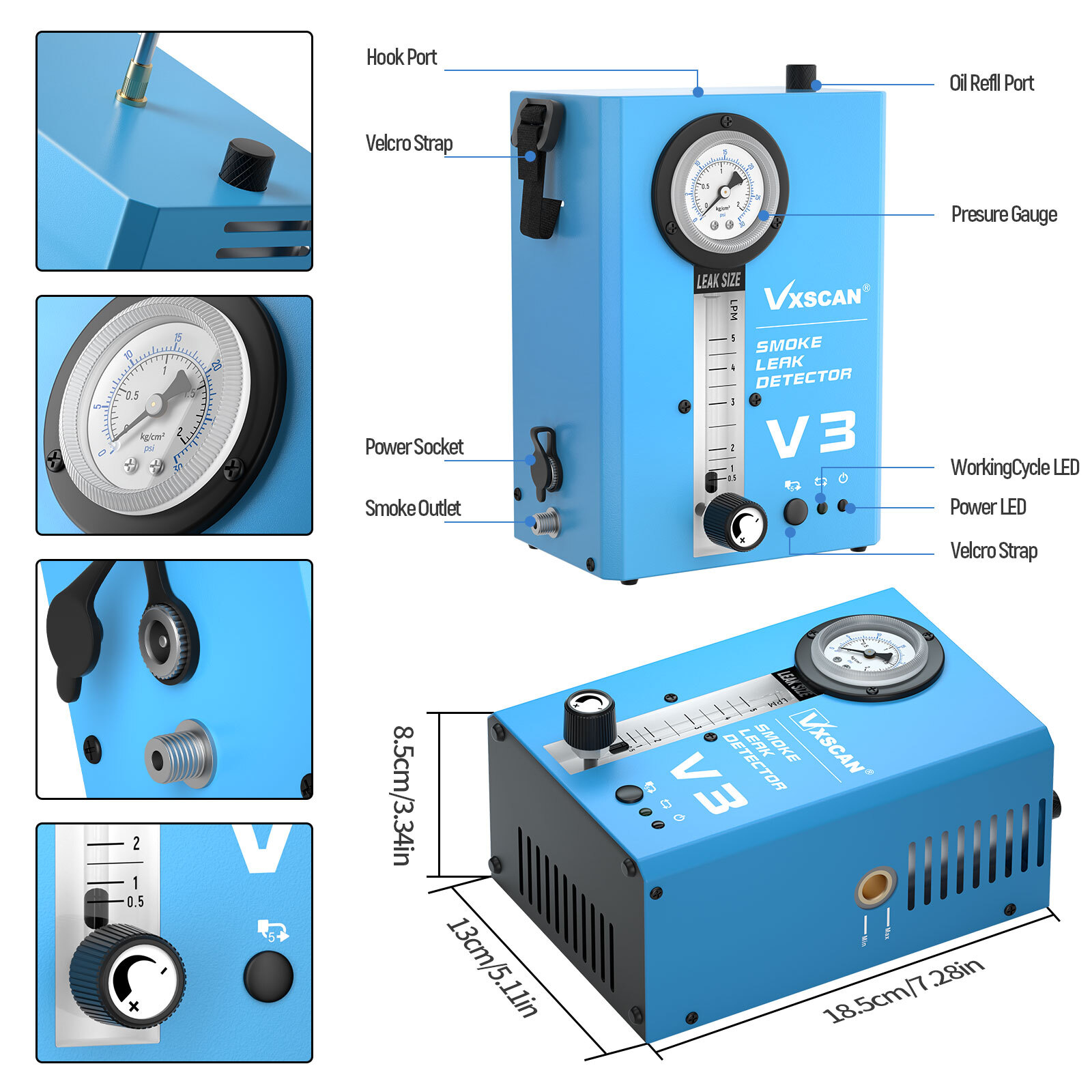 VXSCAN Automotriz EVAP Detector de Fugas de Humo Vacío Probador de Diagnóstico de Fugas de Humo- - Image 4