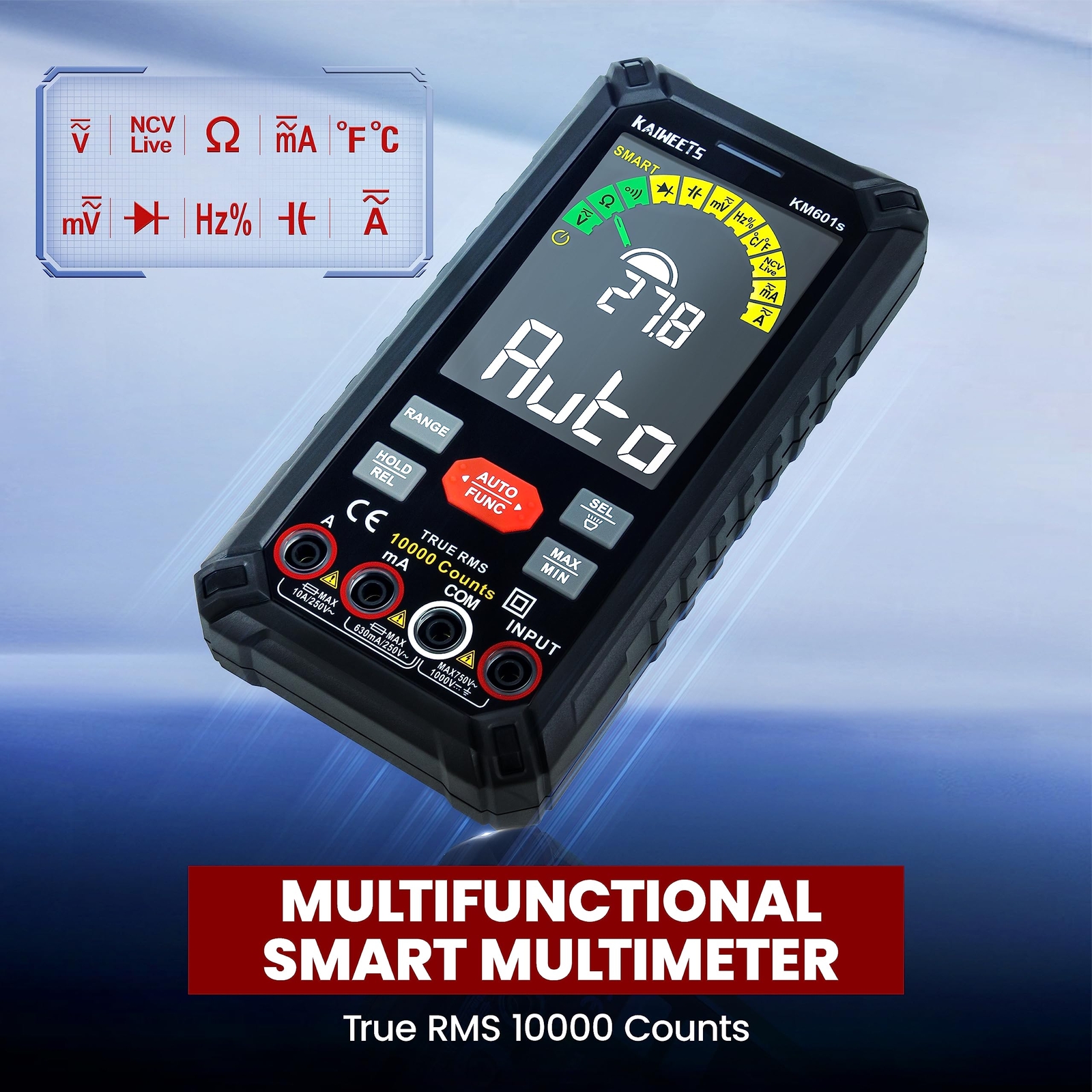 KAIWEETS Multímetro Digital Inteligente, Recargable Multímetro Automotriz con- - Image 3