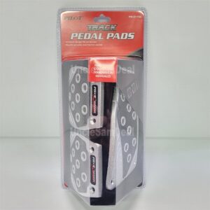 JUEGO DE ALMOHADILLAS DE PEDAL DE PISTA PILOTO AUTOMOTRIZ PLATEADO con INSERTO NEGRO TRANSMISIÓN MANUAL-