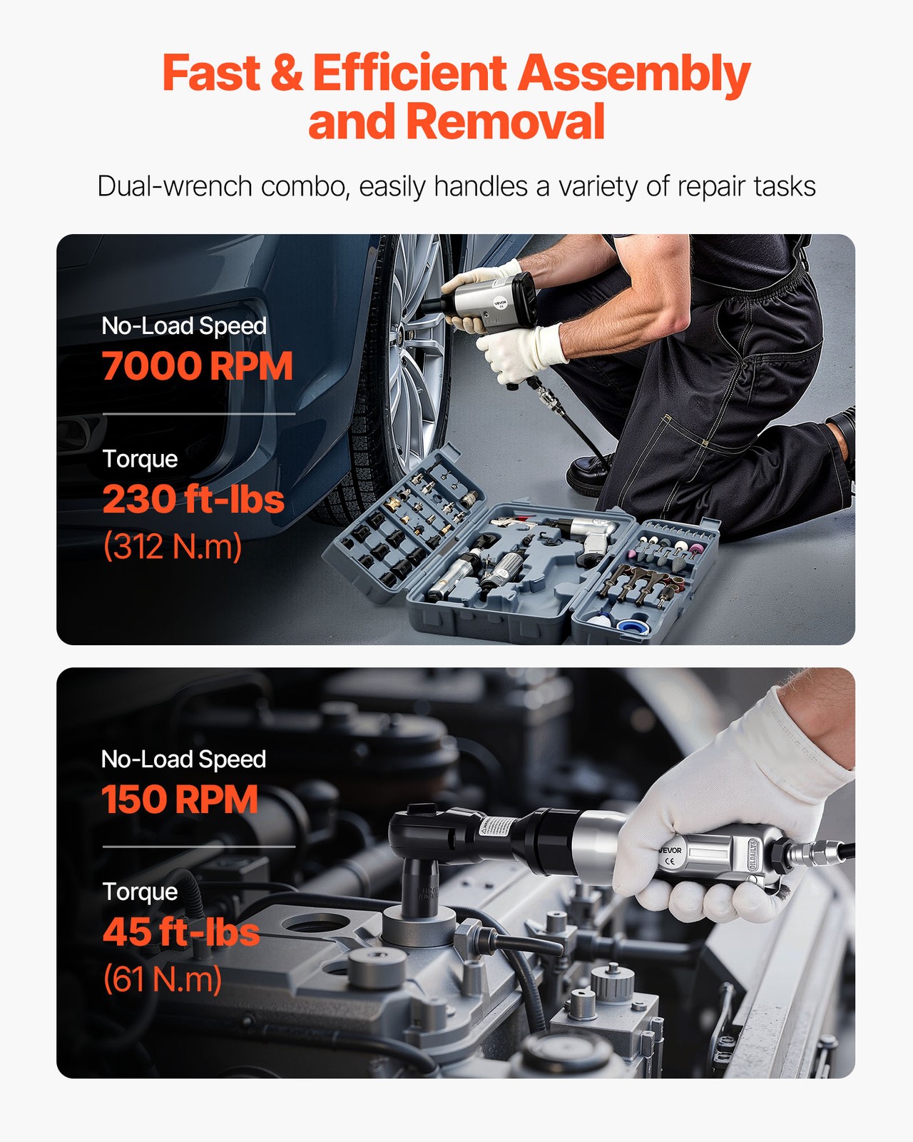 VEVOR 71PCS Pro Air Tool and Accessories Kit Impact & Ratchet Wrench Die Grinder - Image 3