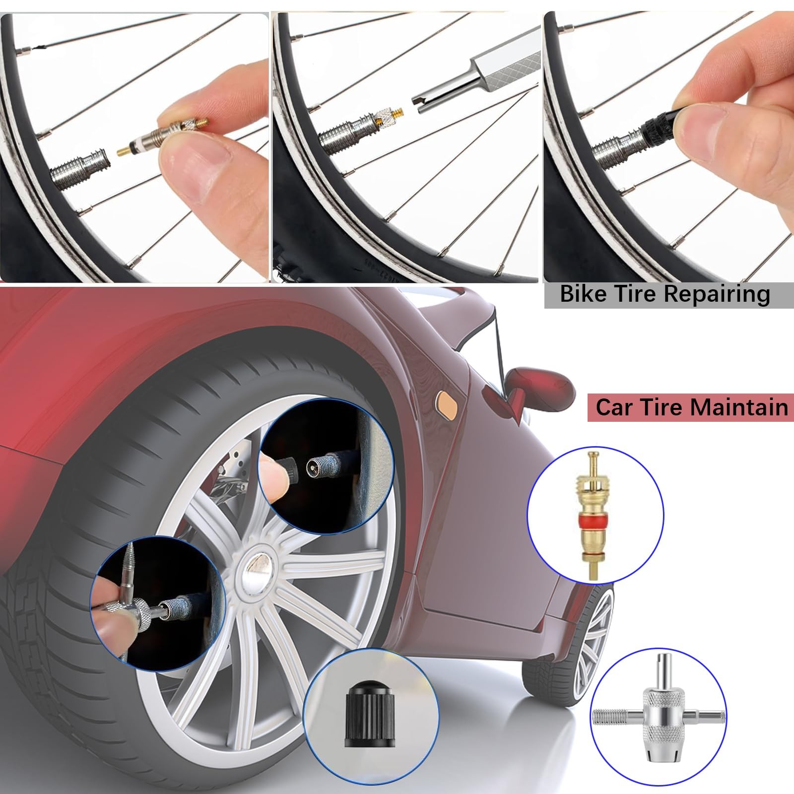 Air Conditioner Schrader Valve Core Removal Tool,Tire Valve Stem Tool for Car Bi - Image 5