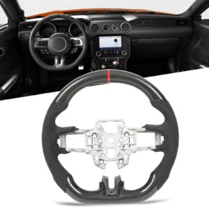 Volantes automotrices volante fibra de carbono gamuza costuras rojas-