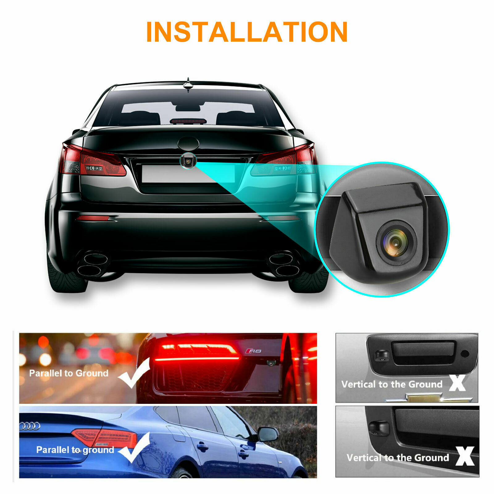 Rear View Mirror Kit 4.3" Monitor No1 Bracket+HD Reverse Backup Camera for Truck - Image 3