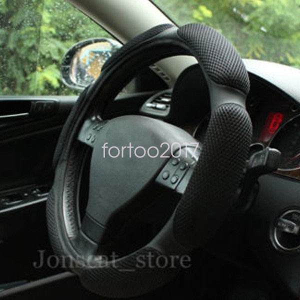 Black Breathable Odorless Automotive Car Steering Wheels Cover Standard Size
