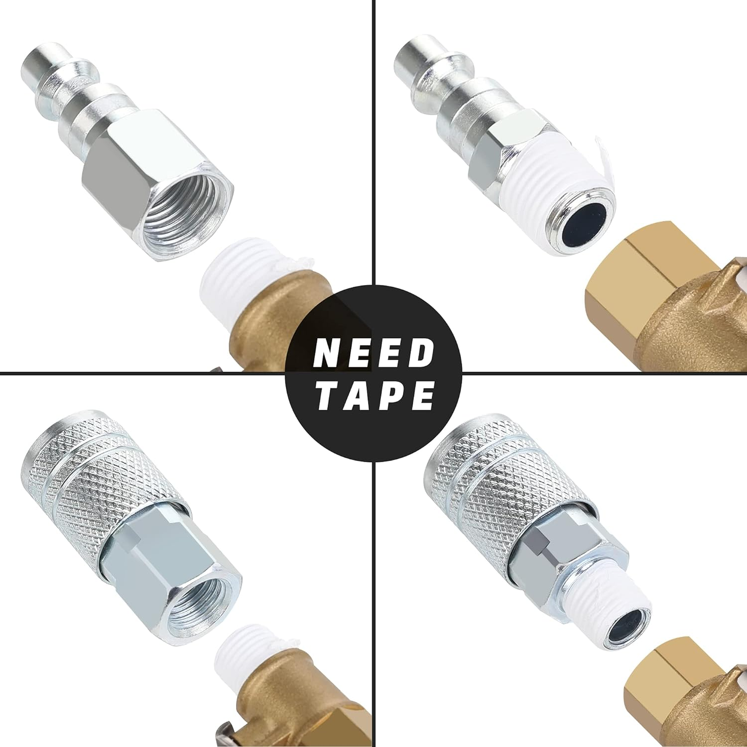 3/8 Air Compressor Hose Fittings, Automotive T-Type, 3/8 Inch NPT Male Threads S - Image 4
