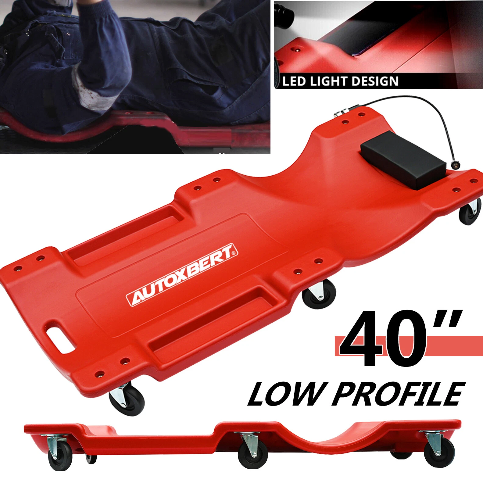 40" Professional Low Profile Mechanic Creeper Auto Repair Automotive Creeper US - Image 2