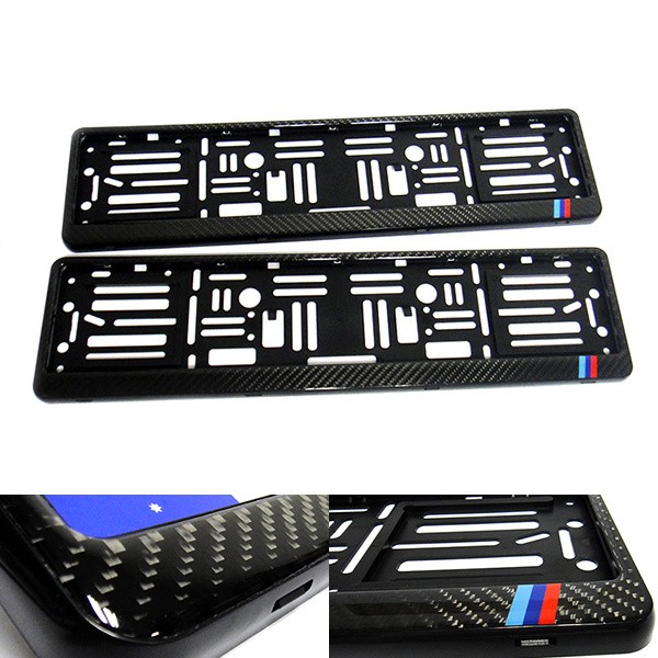 2x Marco envolvente soporte de matrícula de coche euro de fibra de carbono real para BMW-
