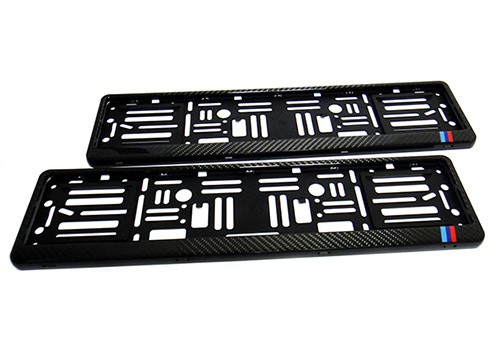 2x Marco envolvente soporte de matrícula de coche euro de fibra de carbono real para BMW- - Image 2