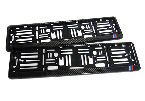 2x Marco envolvente soporte de matrícula de coche euro de fibra de carbono real para BMW- - Image 3
