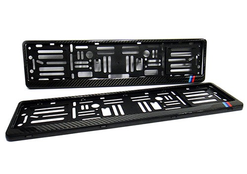 2x Marco envolvente soporte de matrícula de coche euro de fibra de carbono real para BMW- - Image 4