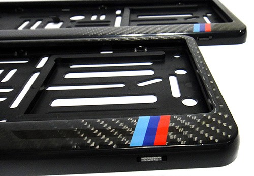 2x Marco envolvente soporte de matrícula de coche euro de fibra de carbono real para BMW- - Image 5