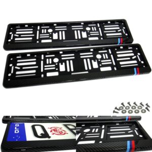 2x Fibra de Carbono Hidrográfica Reino Unido Euro Número Placa Marco Soporte Envolvente Para BMW-