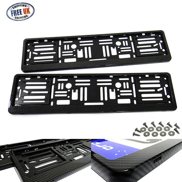2x Fibra de Carbono Hidrográfica Coche REG Número de Licencia Placa Soporte Envolvente Marco-