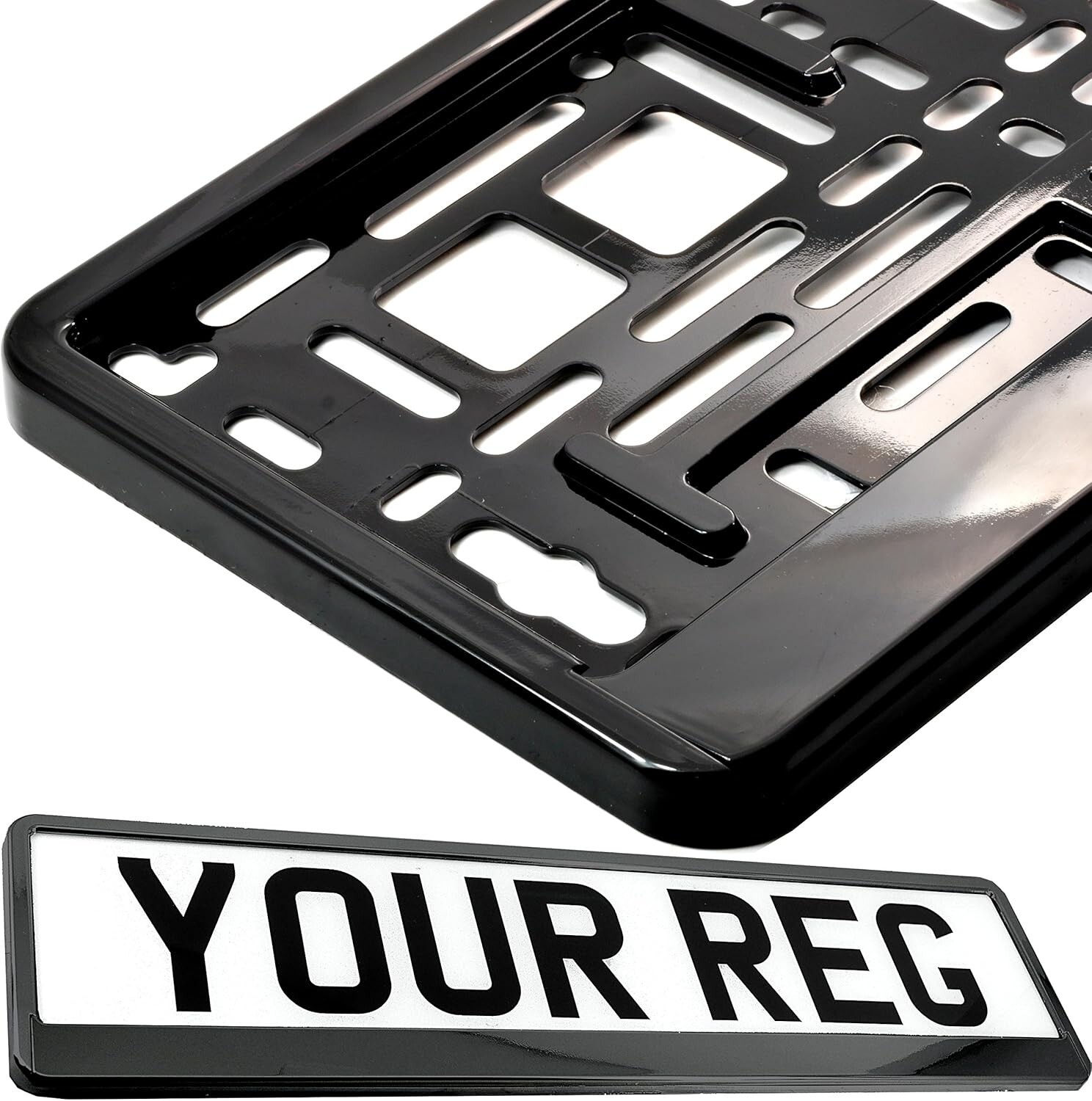 Marco de matrícula premium - Soporte de placas de coche envolvente remolque caravana licencia-