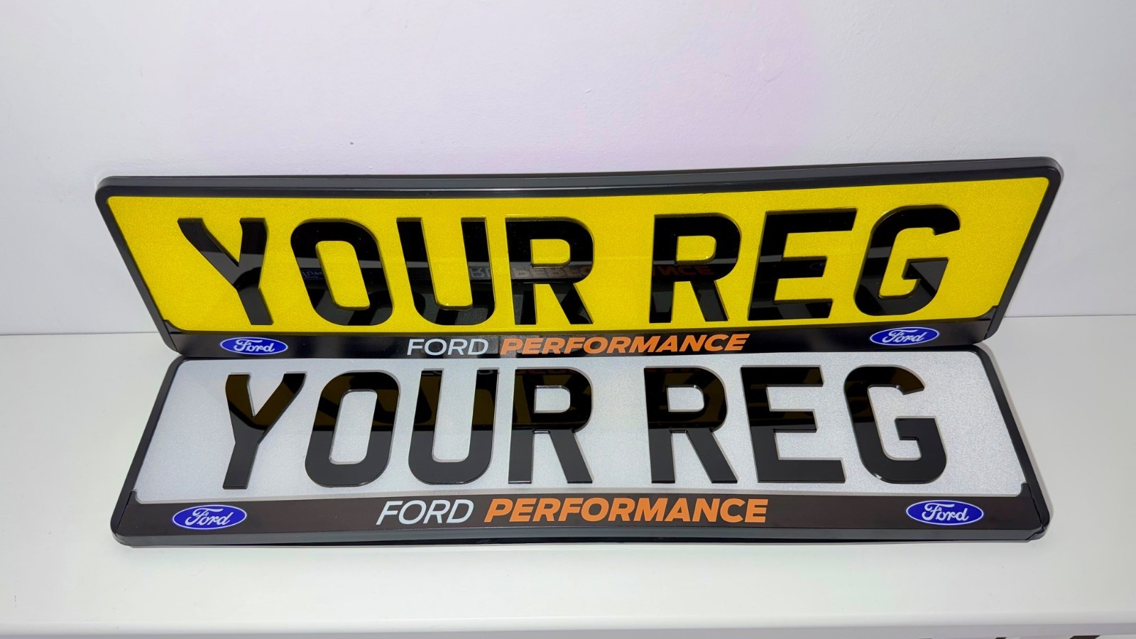 2x FORD Performance NARANJA marco de matrícula de coche soporte envolvente *Auténtico*-