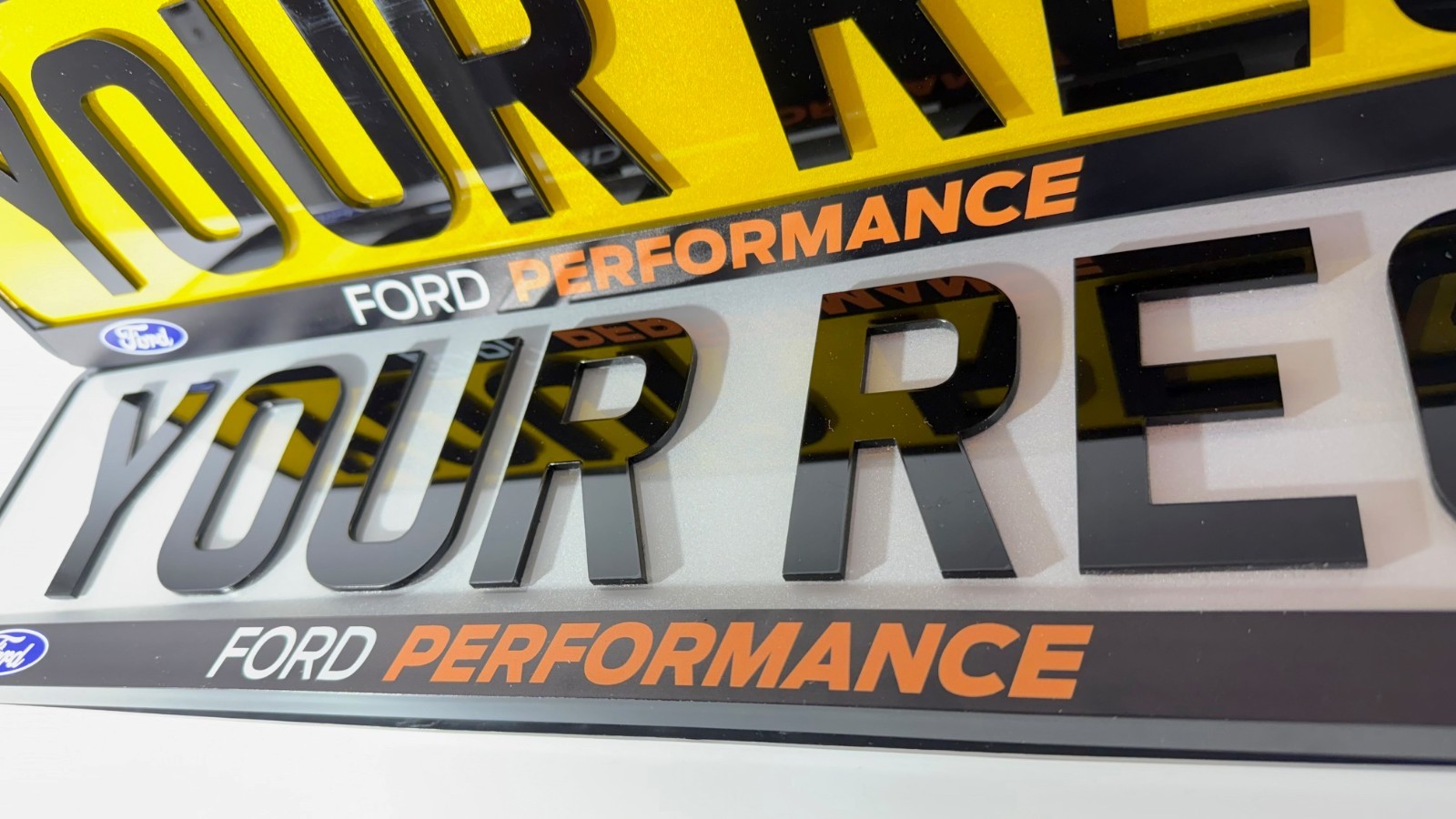 2x FORD Performance NARANJA marco de matrícula de coche soporte envolvente *Auténtico*- - Image 3