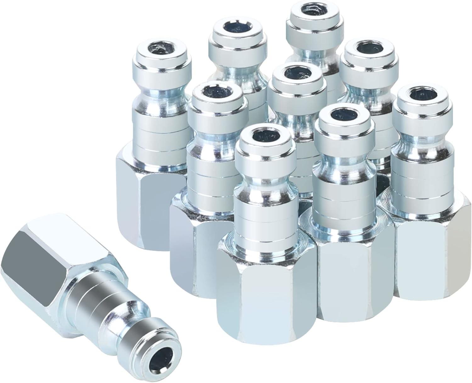 Air Compressor Accessories Fittings, Automotive T-type, 1/4 FNPT PLUG, Silver