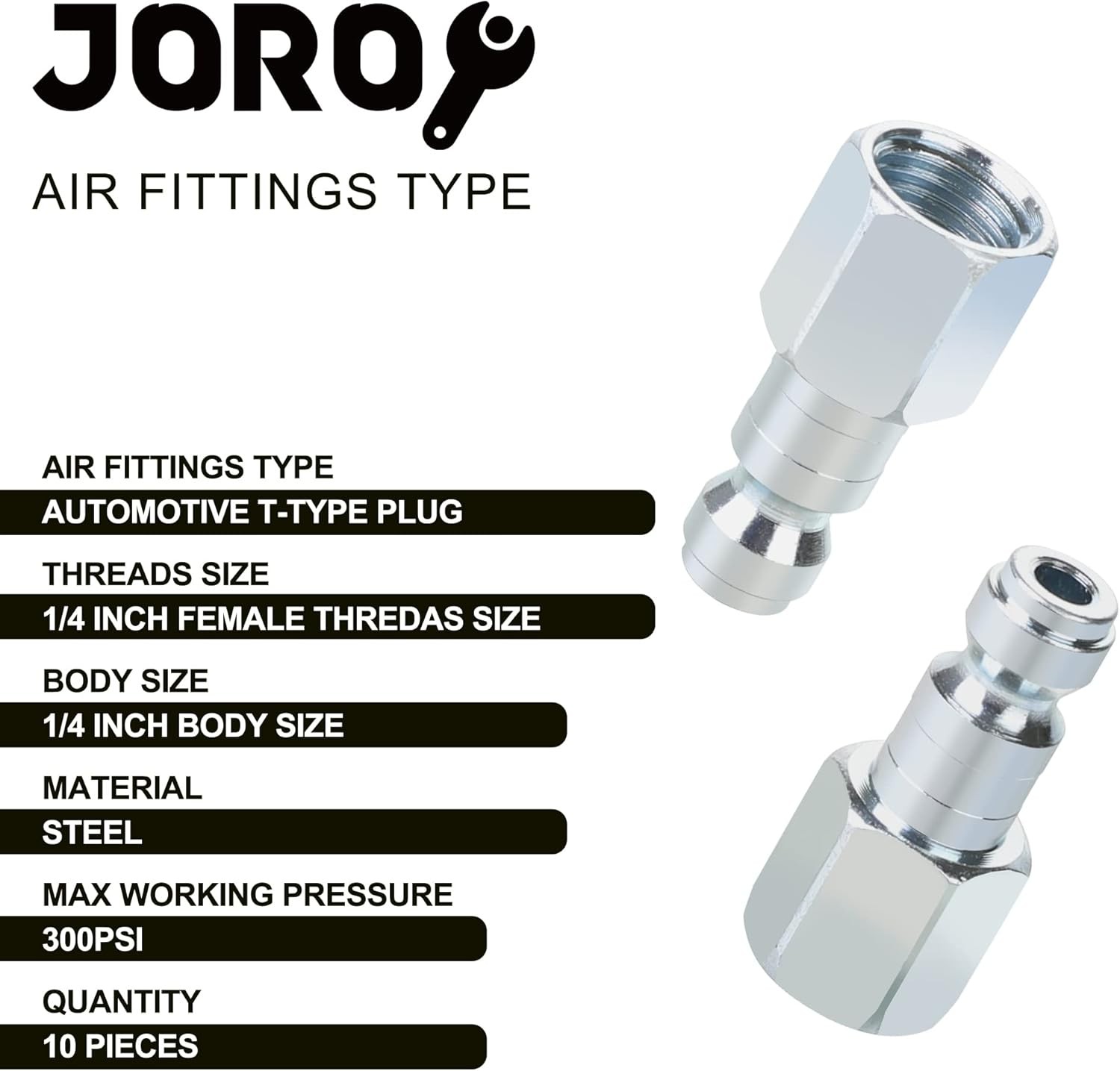 Air Compressor Accessories Fittings, Automotive T-type, 1/4 FNPT PLUG, Silver - Image 2