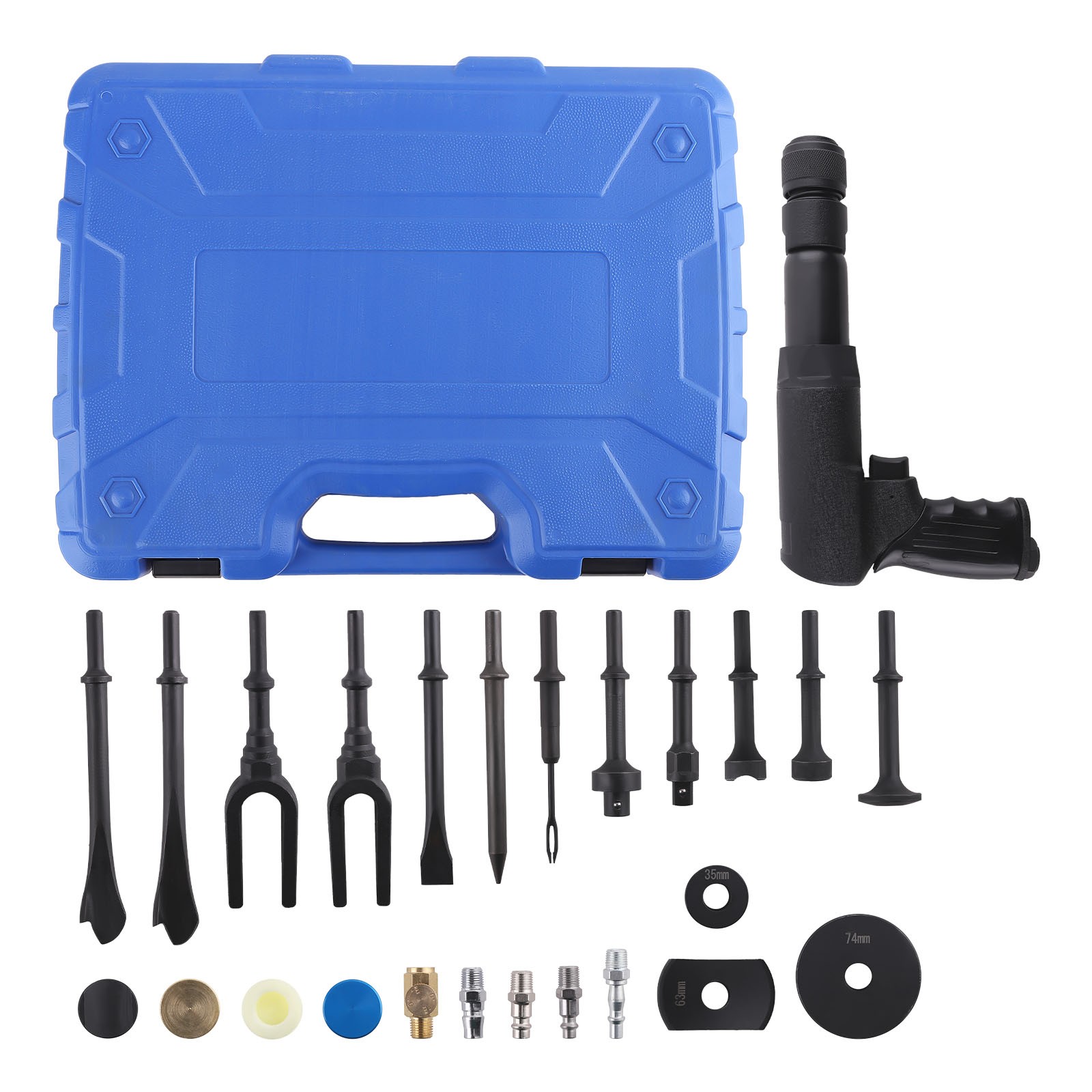 Air Chisel Kit Professional 19PCS Set Automotive Repair Tools with Carrying Case - Image 2