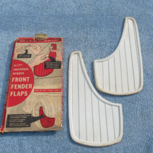 1950s PAIR OF VINTAGE NOS WHITE RUBBER AUTOMOTIVE FENDER MUD FLAPS