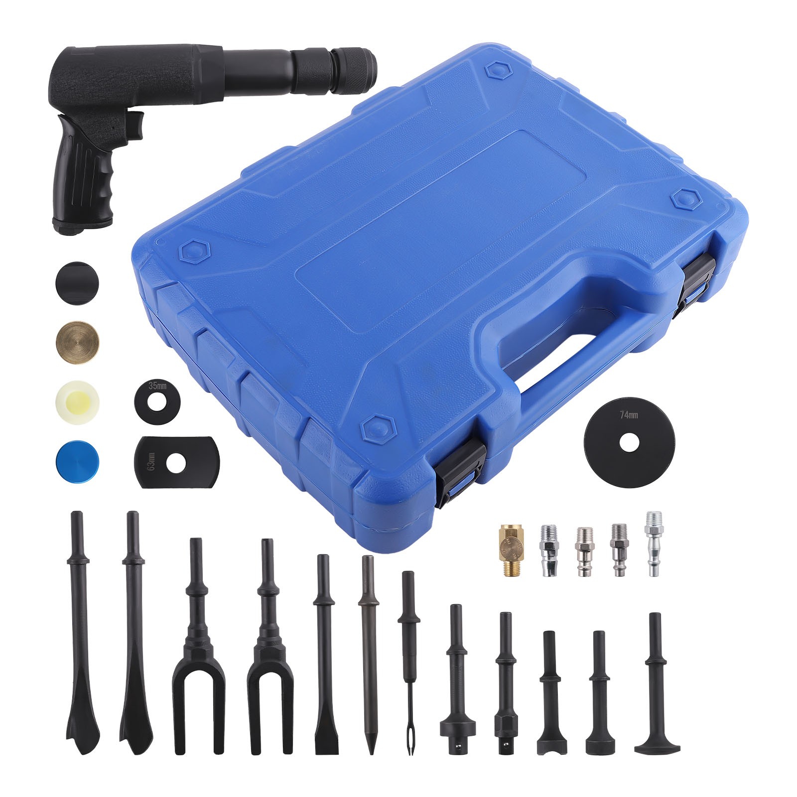 Air Chisel Kit Professional 19PCS Set Automotive Repair Tools with Carrying Case - Image 3