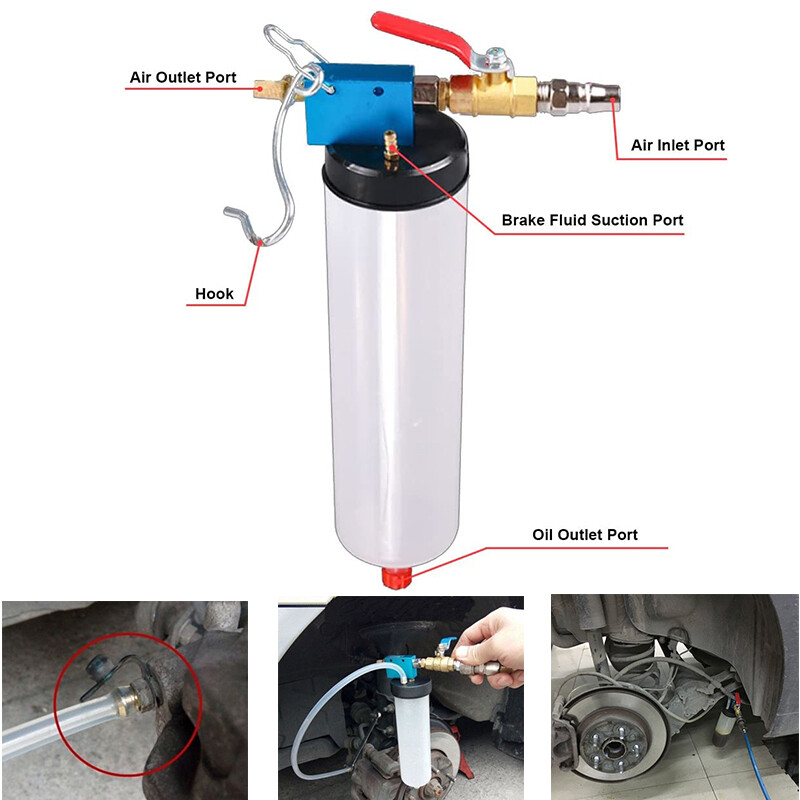 Car Pneumatic Brake Fluid Bleeder Kit Air Extractor Pump Oil Bleeding Tool Kits - Image 5