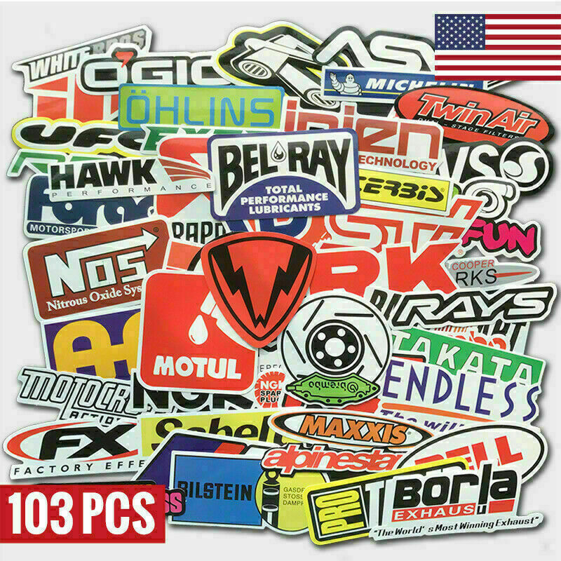 Lote Juego de 100 Calcomanías Automotrices Carreras Pegatinas Stock Coche Arrastre Nascar NHRA PDRA-